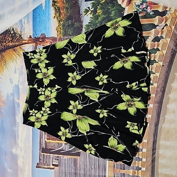 Joseph Ribkoff Dresses & Skirts - Joseph Ribkoff Jeweled Black Green Floral Print‎ Skirt 10
